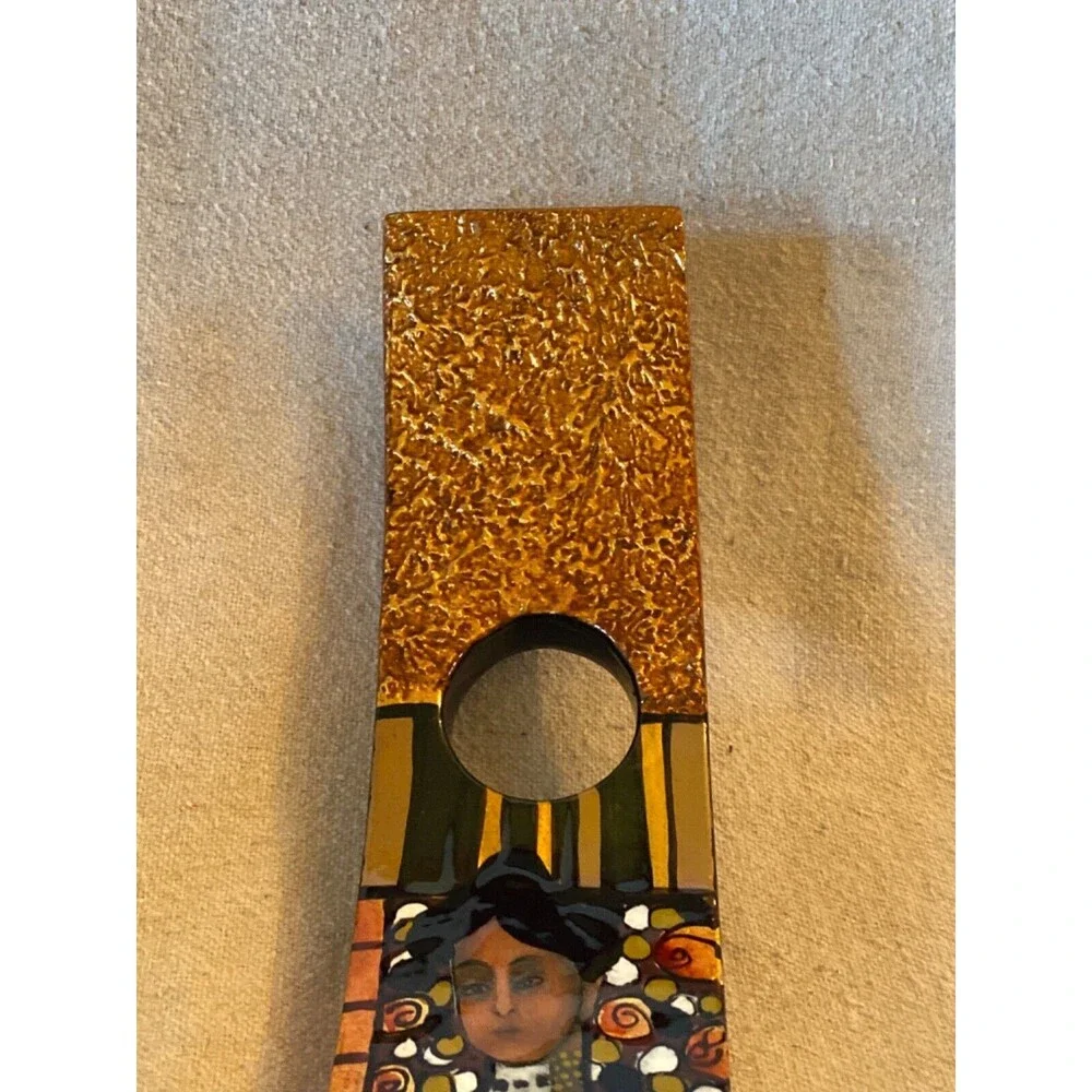 Laquered enamel painted Klimt design wine holder
